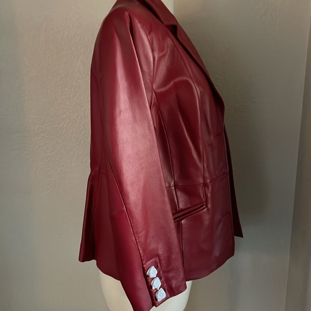 Terry Lewis Vintage Red Leather Jacket NWOT - Picture 4 of 10